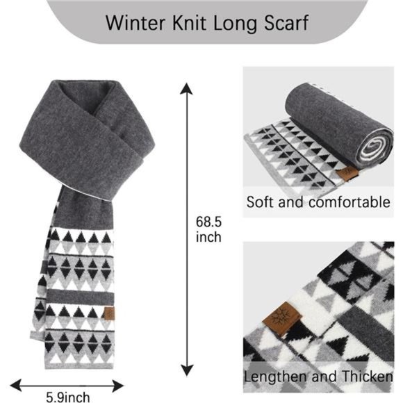 3-in-1 Winter Beanie Hat Scarf Gloves Knitted Set,  Black main image 4